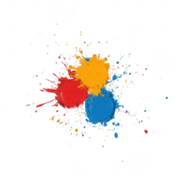 Colorful paint splashes in red, yellow, and blue, creating a vibrant and energetic design. Perfect for artistic and creative projects. png