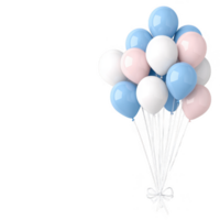 A charming collection of pastel-colored balloons tied together with a white ribbon, perfect for celebrations, parties, or festive occasions. png