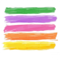 Colorful watercolor paint strokes in horizontal alignment on a white background, perfect for artistic design elements or as a creative texture for various projects. png