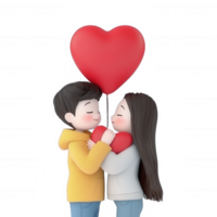 A cute illustration of a couple holding a heart, showcasing love and affection. The characters are smiling, radiating happiness against a white isolated background. png