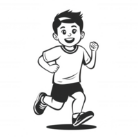 A joyful boy running enthusiastically, showcasing energy and vitality. Perfect for themes related to childhood, physical activity, and happiness, on a white isolated background. png
