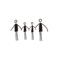 A simplistic illustration of four stick figures holding hands, representing unity and togetherness, perfect for various creative and educational uses. png