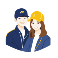 A cheerful couple wearing matching caps and jackets, smiling at the camera. Ideal for promoting teamwork and partnership in casual or professional settings. png