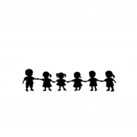 A collection of playful cartoon penguins standing in a line, portrayed in a whimsical style against a white isolated background. png