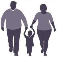 A family walking together, showcasing a strong bond and connection between parents and child. Perfect for representing family values and togetherness in various contexts. png