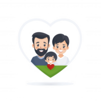 A happy family consisting of a father, mother, and child portrays love within a heart shape. Ideal for family-themed content and illustrations. png
