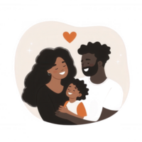 A heartwarming illustration of a happy family embracing each other, showcasing love and connection in a simple and charming style. png