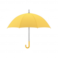 A bright yellow umbrella with a sturdy handle, perfect for rainy days. The umbrella stands alone against a white background, showcasing its vibrant color and design. png