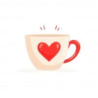 A charming cup with a red heart design, perfect for hot beverages. This illustration captures warmth and love, ideal for cozy settings and heartwarming moments. png