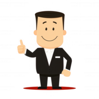 A cheerful businessman in a suit giving a thumbs up gesture, symbolizing positivity and success. png