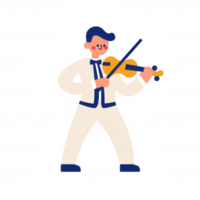 A colorful illustration of a musician playing violin. The character is in a white suit, showcasing the art of music and cultural expression with vibrant elements. png