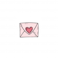 A cute, illustrated envelope with a heart on it, representing love and connection. Perfect for Valentine's Day or romantic messages against a white background. png