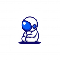 A cute, cartoon-style astronaut character sitting with a thoughtful expression on a simple background, symbolizing exploration and imagination in space travel. png