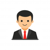 A friendly businessman in a suit with a red tie. Ideal for business-related themes, presentations, or articles about corporate culture. png
