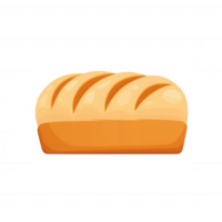 A freshly baked loaf of bread with a golden crust and soft interior, perfect for sandwiches or toast, on a white isolated background. png