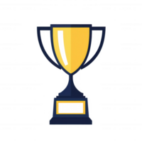 A golden trophy with a sleek design, symbolizing achievement and success. This award is perfect for recognizing excellence in various competitions. Isolated on a white background. png
