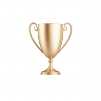 A golden trophy with elegant handles, symbolizing achievement and victory, set on a white isolated background. png