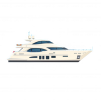 A luxurious yacht with a sleek design, showcasing the elegance and sophistication of modern marine engineering, isolated on a white background. png