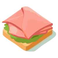 A sandwich with ham and lettuce on it png