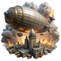 elegant artistic extraordinary modern Steampunk Airship Battle Desolate high resolution high quality png