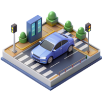 magnificent minimalist vibrant abstract Self-driving Car Navigating Complex authentic exclusive png