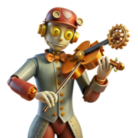 elegant minimalist serene minimalist A Steampunk Automaton Playing a Violin original exclusive png