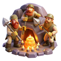 wonderful minimalist impressive modern A Group of Dwarves Mining for Gems in a original original png