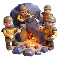 beautiful contemporary stunning abstract A Group of Dwarves Mining for Gems in a high resolution genuine png