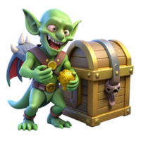 serene abstract beautiful traditional A Mischievous Goblin Stealing a Treasure premium authentic png