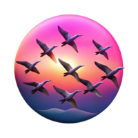 magnificent artistic dramatic vintage A Flock of Birds Flying in a V Formation high quality premium png