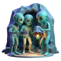 serene rustic vibrant rustic A Group of Alien Explorers Each with professional 4K png
