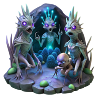 beautiful abstract elegant creative A Group of Alien Creatures with high resolution 4K png
