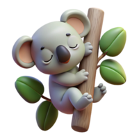 wonderful rustic serene minimalist Koala Sleeping in Eucalyptus premium high quality png