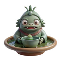 magnificent contemporary beautiful minimalist A Mischievous Japanese Yokai a Kappa detailed detailed png