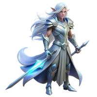 serene creative wonderful classic A Lone Ethereal Warrior with Flowing authentic detailed png