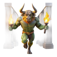 beautiful minimalist extraordinary modern Powerful Minotaur Half Man, Half 4K authentic png