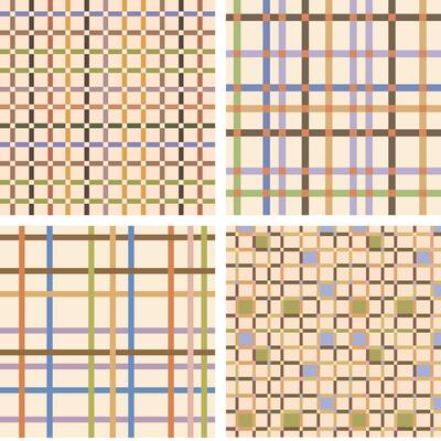 Vintage Style Checkered Plaid Patterns in Beige and Earth Tones