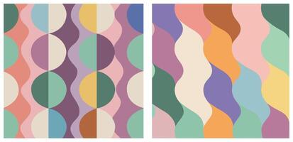 Retro Geometric Wavy Shapes in Pastel Colors with Seamless Layout vector