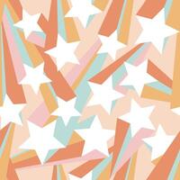 Seamless Pattern of Abstract Shooting Stars in Soft Retro Colors vector