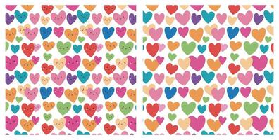Colorful Heart Pattern With Cute Smiling Faces vector