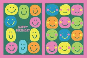 Happy Birthday Smiley Faces with Colorful Background vector