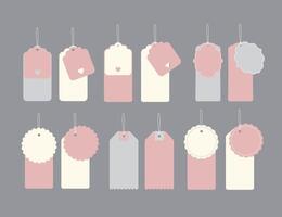 Minimalist Gift Tags in Pink and Grey with Round and Rectangular Shapes vector