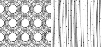 Abstract Black and White Scribble and Dot Line Pattern vector