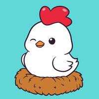 Chicken in nest with red heart on top vector