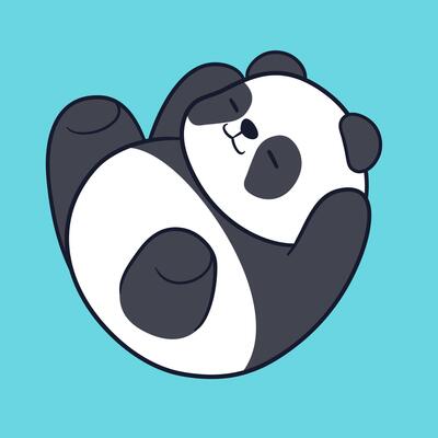 a cartoon panda bear sleeping on its back