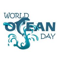 World Oceans Day June 8 with dolphin vector
