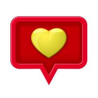 3D icon speech bubble with heart vector