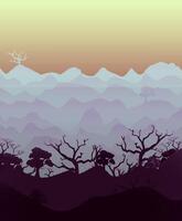 drawn lanscape with trees vector