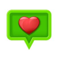 3D icon speech bubble with heart type 3 vector