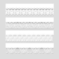 Set of lace borders with shadows set 3 vector
